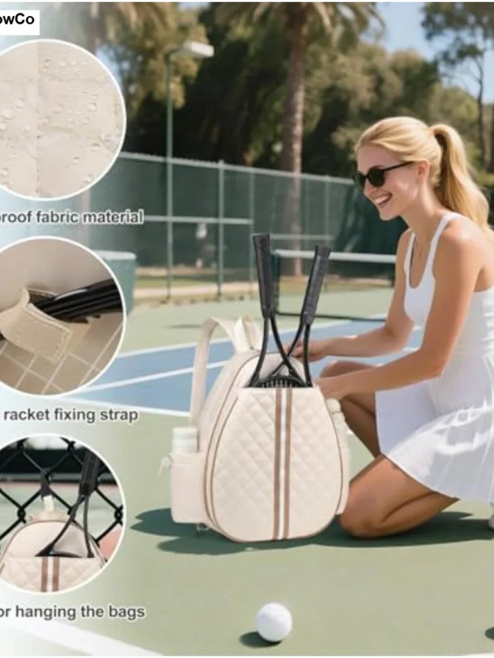 Tennis Racquet Sling Backpack Shoulder Bag Convertible Crossbody Sport